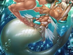 1boy ahe_gao armor blonde_hair breast_grab breast_sucking breasts censored clenched_teeth dark-skinned_female dark_skin female fingering huge_breasts large_breasts lilith-soft long_hair mermaid misaki_kaori moaning monster_girl naughty_face obui ocean pussy_juice rough_sex screaming seductive skirt solo_focus straight taimanin_asagi taimanin_asagi_battle_arena tan water rating:Explicit score:15 user:bot