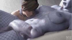 1futa 1girls 3d animated breasts brown_hair female female_on_futa fishnet_stockings fishnets futa_with_female futanari gif hand_around_neck huge_balls huge_cock licking licking_abs muscular_female muscular_futanari no_penetration nyl2 nyl_widowmaker overwatch purple-skinned_futanari purple_skin sucking throbbing_penis tracer widowmaker rating:Explicit score:606 user:Noidler