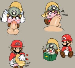 balls beady_eyes blonde_hair blush book brown_hair captain_kirb clothes disembodied_hand duo english_text facial_hair fellatio female gloves goomba goombella hair hat headgear helmet human interspecies long_hair male mammal mario mario_(series) masturbation moustache nintendo open_mouth oral paper_mario penis sex size_difference straight text uncut video_games rating:Explicit score:88 user:bot