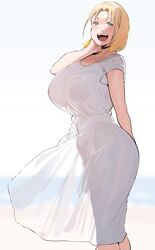 1girls areolae_visible_through_clothing belly big_ass big_breasts blonde_girl_(okpriko) blonde_hair blue_eyes blush curvaceous curvy dress dress_only excited exposed_breasts female female_only hairband half-closed_eyes hand_on_neck happy highres huge_breasts large_breasts light-skinned_female looking_at_viewer medium_hair navel_visible_through_clothes nipples_visible_through_clothing no_bra okpriko open_mouth open_smile original see-through see-through_clothing see-through_dress smile solo standing stomach sundress voluptuous white_dress rating:Explicit score:33 user:Mivaza