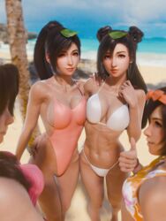 3d 4girls 4k aerith_gainsborough beach clone clones final_fantasy final_fantasy_vii final_fantasy_vii_remake hair identical_girls long looking_at_viewer ria-neearts swimsuit tifa_lockhart twins yuffie_kisaragi rating:Questionable score:39 user:00XX