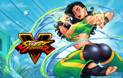 1girls ass black_hair breasts brown_eyes capcom cleavage darkereve dat_ass female latina laura_matsuda long_hair street_fighter tight_clothes rating:Safe score:56 user:chooped