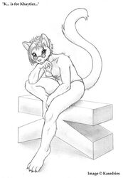 breasts domestic_cat eyewear felid feline felis female glasses greyscale kasedries looking_at_viewer mammal monochrome nude sitting sketch solo tail rating:questionable score: user:anonymous