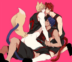 3boys animal_ears ass bara kissing kuroko_no_basuke male male_only multiple_boys muscle muscles tagme taiga_kagami tail undressing yaoi rating:Explicit score:4 user:bot