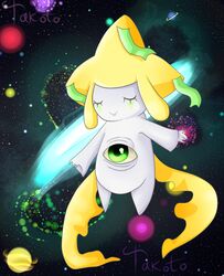 ambiguous_gender closed_eyes generation_3_pokemon green_eyes humanoid jirachi legendary_pokemon nintendo pokemon pokemon_(species) solo space takoto rating:safe score: user:anonymous