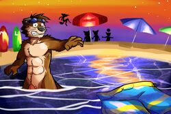 anthro beach exhibitionism eyewear fur goggles hair male male_only mammal mustelid nude otter penis public public_nudity seaside ventkazemaru rating:Explicit score:4 user:bot