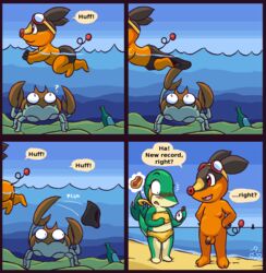 1boy 1girls aliasing arthropod ass assisted_exposure balls barefoot beach blush clothing comic crab crustacean dialogue english_text exposed exposed_balls exposed_penis eyewear female flaccid flat_chest goggles goggles_on_forehead grumpyvulpix hands_on_hips hi_res krabby male male_with_female malesub mammal marine nintendo nude oblivious panties pantsing penis pictographics pig pokemon porcine public reptile scalie seaside signature snake snivy sound_effects speech_bubble speedo standing stare straight swimming swimsuit tepig text uncut underwater video_games wardrobe_malfunction water rating:Explicit score:23 user:bot