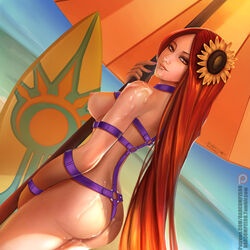 1girls ass badcompzero beach bondage breasts bukkake cum cum_on_ass cum_on_face cum_on_lips cum_on_shoulder dat_ass female hair_flower harness league_of_legends leona_(league_of_legends) nipples nude pool_party_leona pool_party_series solo sunflower umbrella rating:Explicit score:111 user:metalizer