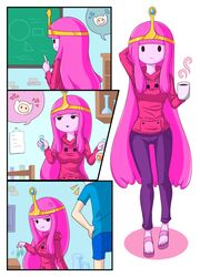 adventure_time finn_the_human pink_hair pink_skin princess_bubblegum wb_(pixiv5616725) rating:Safe score:35 user:armorfid