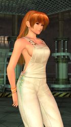 3d breasts brown_eyes brown_hair cap cleavage dead_or_alive female female_only highres human human_only kasumi_(doa) long_hair overalls screencap sideboob solo rating:Questionable score:5 user:bot