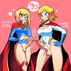 2futas balls bimbo blonde_hair blue_eyes blush breasts busty cape cleavage cleavage_cutout crap-man crotch_cutout dc dc_comics drooling duo erection foreskin frottage full-package_futanari futa_on_futa futa_only futanari hair human intersex kara_danvers kara_zor-el kara_zor-l karen_starr leotard licking_lips light-skinned_futanari light_skin multiple_girls pale_skin penis penises_touching power_girl precum saliva selfcest short_hair smile standing supergirl superman_(series) testicles rating:Explicit score:371 user:bot