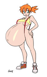 big_belly color female female_only gerph huge_belly human human_only kasumi_(pokemon) nintendo pokemon ready_to_pop shoes simple_background sneakers solo standing white_background rating:Explicit score:79 user:Deadman132