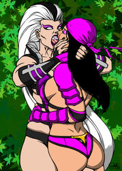 2016 2d 2girls ass black_hair breasts closed_eyes female female/female female_only french_kiss hair_grab kaywest kissing li_mei long_hair mortal_kombat open_mouth panties pauldrons sindel yuri rating:Questionable score:65 user:theblackfox51