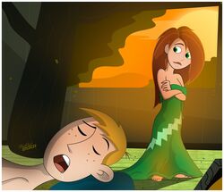 canon_couple disney female hotrod2001 human kim_possible kimberly_ann_possible male modesty_bedsheet romantic ron_stoppable straight sunrise rating:Questionable score:21 user:Freezer88