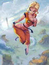 alternate_version_available android_18 ass big_breasts blonde_hair blue_eyes breasts cleavage cutesexyrobutts dragon_ball dragon_ball_z female female_only large_breasts shounen_jump solo rating:Questionable score:427 user:justausername