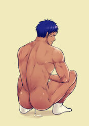 1boy after_sex anal ass cachic cum cum_in_ass cumdrip daiki_aomine full_body gay kuroko_no_basuke male male_focus male_only nude socks solo solo_male rating:Explicit score:20 user:bot