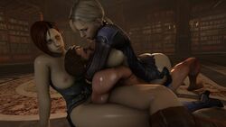 1boy 2girls 3d animated areolae ass bangs blonde_hair blue_eyes breasts breasts_out brown_hair capcom chris_redfield cowgirl_position domination dual_persona eye_contact female female_on_top femdom ffm_threesome hand_on_head high_heels howlsfm human jill_valentine jill_valentine_(blonde) jill_valentine_(julia_voth) large_breasts light-skinned_female male malesub nipples no_sound one_breast_out ponytail rape resident_evil resident_evil_3 resident_evil_5 resident_evil_remake restrained reverse_rape riding rough_sex sex short_hair source_filmmaker straight threesome tied_hair video rating:Explicit score:458 user:SolemnTagger