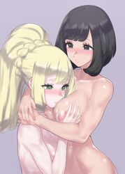 2girls abs areolae blush breast_grab breasts cute evuoaniramu female female_only human human_only lillie_(pokemon) mizuumi_(bb) nipples nude pokemon pokemon_sm selene_(pokemon) shy topless yuri rating:Questionable score:170 user:justausername