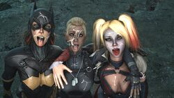 3d 3girls after_sex ahe_gao arm_around_shoulders barbara_gordon batgirl batgirl_(arkham_knight) batman:_arkham_knight batman_(series) blonde_hair blue_eyes bodysuit breasts bukkake cassie_cage clothed crossover cum cum_in_mouth cum_inside cum_on_breasts cum_on_clothes cum_on_face cum_on_hair cum_on_upper_body dc dc_comics dog_tags facepaint facial female female_only fingerless_gloves gloves harley_quinn harley_quinn_(arkham) harley_quinn_(arkham_knight) hood human large_breasts lipstick looking_at_viewer mask mortal_kombat mortal_kombat_x netherrealm_studios red_lipstick rocksteady_studios rolling_eyes source_filmmaker straight tied_hair tongue tongue_out trio twintails video_games warriorsoulsfm rating:Explicit score:70 user:WarriorSoulSFM