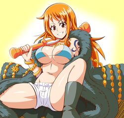 1girls bikini_top female female_only fully_clothed lewdamone nami one_piece post-timeskip short_shorts solo underboob rating:Safe score:185 user:Freezer88