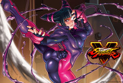 ass bangs big_ass black_hair black_nails blush bodysuit breasts bubble_butt capcom clothed darkereve dat_ass eye_patch eyelashes eyepatch_removed feet female female_only fighting_stance fingerless_gloves flexible frown gloves glowing_eye human juri_han large_breasts latex nail_polish nipple_bulge purple_eyes sidelocks signature skin_tight soles solo street_fighter street_fighter_v twin_drills rating:Safe score:76 user:SolemnTagger