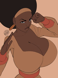 african african_female big_breasts black_dynamite black_hair cleavage clothing dark-skinned_female dark_skin fanart female female_only honey_bee honey_bee_(black_dynamite) huge_breasts neozoa nz_naughty solo rating:Questionable score:125 user:NZNaughty