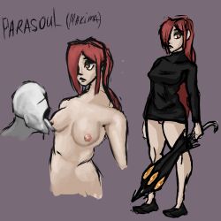  anonymous_male cyzzak female female_focus licking_nipples nipple nude parasoul red_hair self_upload skullgirls  rating:explicit score: user:bot