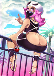 1girls alolan_exeggutor alolan_form ass ass_cleavage ass_focus back barefoot big_ass big_butt black_toenails bottomless breasts bubble_butt butt_crack clothed dat_ass dragon exeggutor feet female female_only female_team_skull_grunt hat huge_ass human jewelry large_ass long_hair looking_back nail_polish necklace nintendo pink_eyes pink_hair pink_toenails poke_ball pokemon pokemon_sm rapp_(pokemon) shadman sitting soles solo team_skull team_skull_grunt team_skull_grunt_(female) text toenail_polish toes rating:Explicit score:592 user:Odell