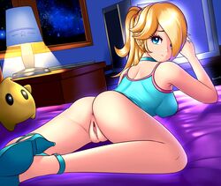 1girls anus ass bed blonde blonde_hair blue_eyes bottomless choker clitoris earrings female from_behind hair_over_one_eye high_heels imminent_sex looking_back luma mario_(series) nintendo ponytail presenting princess_rosalina pussy smile super_mario_galaxy tank_top tied_hair twistedscarlett60 rating:Explicit score:215 user:Freezer88