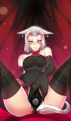 1girls animal_ears bare_shoulders black_gloves black_legwear black_leotard blush breasts cat_ears cat_tail chastity chastity_belt chastity_device covered_navel covered_nipples elbow_gloves facial_mark female female_chastity female_only final_fantasy final_fantasy_xiv frills gloves heterochromia highres kairos+ leotard lingerie looking_at_viewer miqo'te short_hair silver_eyes silver_hair sitting smile spread_legs tail theisse_romalein thighhighs underwear yellow_eyes rating:Explicit score:63 user:bot