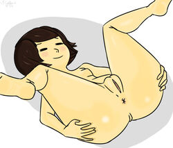 1girls anus ass barefoot brown_hair clitoris fallencallatis fat_mons feet female female_frisk female_only frisk human human_only naked naked_female nipples nude nude_female presenting presenting_pussy pussy shiny_skin short_hair simple_background small small_breasts soles solo solo_female spreading_ass undertale vagina young rating:Explicit score:39 user:FallenCallatis