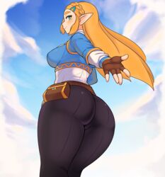 1girls alternate_version_available ass breasts breath_of_the_wild fully_clothed happy_female leggings looking_back nintendo princess_zelda shnibbles sideboob the_legend_of_zelda thick_ass thick_thighs thighs yoga_pants zelda_(breath_of_the_wild) rating:Questionable score:269 user:QuarianHips