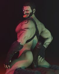 2boys 3d 3d_(artwork) 3d_model blandwich boner brown_eyes brown_hair condom_in_mouth cybernetic_eye dark-skinned_male dark_skin erection erection_under_clothes gay gay_anal gay_sex interracial kano_(mortal_kombat) male/male male_focus male_only melanin mortal_kombat mortal_kombat_11 netherrealm_studios nude smiling smiling_at_viewer tattoo_on_arm tattooed_male yaoi rating:Explicit score:15 user:BaraBabe4589