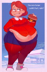  big_belly burger crack_the_moon fat ginger ginger_hair holding_food holding_object mei_lee turning_red  rating:explicit score: user:bot