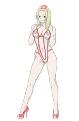 1girls anaxus big_breasts breasts cleavage female female_only high_heels kaya_(one_piece) nurse nurse_cap nurse_uniform one-piece_swimsuit one_piece pale-skinned_female pale_skin solo swimsuit rating:Questionable score:50 user:Shadowking11