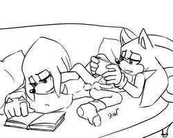 2boys 5:4 anal anthro casual_sex clothing duo eulipotyphlan furry gay hedgehog knuckles_the_echidna krazyelf legwear male male/male mammal monochrome penis sex socks sofa sonic_(series) sonic_the_hedgehog sonknux testicles text watermark yaoi rating:Explicit score:19 user:bot