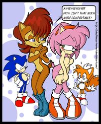 amy_rose anthro archie_comics boots breasts casual ccn chadthecartoonnut chipmunk dotted_background exposed_torso featureless_breasts female footwear fox fur handwear hedgehog interspecies male mobian_(species) sally_acorn sega shoes smile sonic_(series) sonic_satam sonic_the_hedgehog sonic_the_hedgehog_(archie) sonic_the_hedgehog_(comics) sonic_the_hedgehog_(series) standing straight_hair tails tails_the_fox text rating:Safe score:51 user:bot