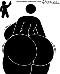  1girls back_view bathroom_gender_symbol fat huge_ass huge_breasts nude_female pictogram thick_thighs woodsglue  rating:explicit score: user:woodsglue