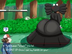 1boy angry ass black_hair breasts brown_hair bush bushes dress english_text eye_sparkle female female_only gamefreak gameplay_mechanics gardevoir goth goth_girl gothic gothitelle green_hair hair_covering_eye hair_over_one_eye hairbow hilbert_(pokemon) large_ass large_breasts mackdazzle male nintendo pokemon pokemon_(species) pokemon_trainer sideboob sparkling_eyes text tree trees venus_symbol white_skin rating:Questionable score:40 user:Videocraig3322