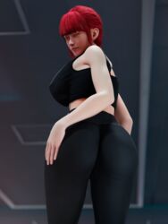 3d 3d_(artwork) 3d_model big_ass big_butt bubble_ass bubble_butt gym jinushi_san leggings makima_(chainsaw_man) medium_breasts orange_eyes red_hair sports_bra sportswear thick_thighs wide_hips rating:Explicit score:6 user:Xiric