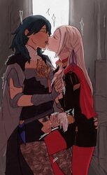 1futa 1girls ass_grab breast_grab breasts byleth_(fire_emblem) byleth_(fire_emblem)_(female) closed_eyes clothed clothing duo edelgard_von_hresvelg erection female fire_emblem fire_emblem:_three_houses futa_on_female futanari garreg_mach_monastery_uniform glovejob gloves groping handjob human humao_san kissing light-skinned_female light-skinned_futanari light_skin long_hair mostly_clothed nintendo penis pubic_hair sex small_breasts teal_hair tongue tongue_out trembling two-handed_handjob white_hair rating:Explicit score:100 user:shruck