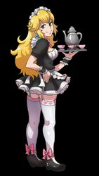 akairiot alternate_costume apron ass blonde_hair blue_eyes blush cup earrings enmaided female full_body fully_clothed garter_straps jewelry long_hair maid maid_apron maid_headdress mario_(series) nintendo princess_peach shoes simple_background skirt smile socks solo super_smash_bros. teacup teapot thighhighs transparent_background tray white_legwear rating:Questionable score:144 user:Lorby