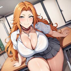 1girls ai_generated alternate_breast_size big_breasts bleach breasts busty curvaceous curvy curvy_body curvy_female curvy_figure female huge_breasts large_breasts matsumoto_rangiku nipples school_uniform sweat sweating sweaty sweaty_body sweaty_breasts thick_thighs thighs venus_body rating:Questionable score:78 user:nakanomura1