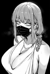 1girls bare_shoulders big_breasts black_and_white blush blushing braid braided_hair breath busty chainsaw_man clevage dress earrings elegant elegant_dress face_mask female female_only huge_breasts jewelry large_breasts makima_(chainsaw_man) mask masked masked_female masoq095 milf monochrome revealing_clothes revealing_dress shounen_jump spiral_eyes steam steamy_breath sweat sweating sweaty rating:Explicit score:138 user:Fumeknight1