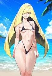  ai_generated bikini dclp lusamine_(pokemon) milf pokemon small_breasts standing  rating:explicit score: user:dur1n