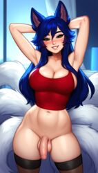 1futa ahri ai_generated arms_behind_head arms_up blush fox_ears fox_tail futa_only futanari grin head_tilt large_breasts large_penis league_of_legends looking_at_viewer solo_futa tank_top rating:Explicit score:46 user:PHN_X