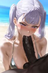 1girls absurd_res ai_generated angry annoyed beach big_breasts big_penis bikini black_clover black_penis blowjob blush breasts dark-skinned_male dark_skin fellatio forced hi_res huge_cock interracial large_breasts mirham noelle_silva oral outdoors pov purple_eyes royalty saliva silver_hair twintails veiny_penis rating:Explicit score:155 user:hashirama089