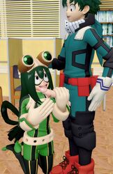 1boy 1boy1girl 1girls 3d artist_request asui_tsuyu asui_tsuyu_(hero_outfit) big_breasts big_penis boku_no_hero_academia breasts clothed clothing deku erect_penis erection green_eyes green_hair hair_between_eyes hand_on_head hero_outfit_(mha) huge_cock imminent_oral izuku_midoriya izuku_midoriya_(hero_outfit) kneeling long_hair long_penis long_tongue messy_hair midoriya_izuku midoriya_izuku_(hero_outfit) my_hero_academia penis penis_in_pussy tsuyu_asui tsuyu_asui_(hero_outfit) very_long_tongue rating:Explicit score:7 user:Fan_of_izuku