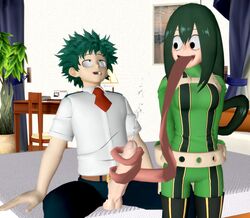 1boy 1boy1girl 1girls 3d asui_tsuyu asui_tsuyu_(hero_outfit) balls bed bedroom big_balls big_penis boku_no_hero_academia clothed clothing cum cumshot eyes_rolling_back female green_eyes green_hair hero_outfit_(mha) huge_cock huge_penis hyper_penis izuku_midoriya large_penis light_skin long_hair long_penis long_tongue looking_pleasured male male/female messy_hair midoriya_izuku my_hero_academia penis penis_out pleasure_face testicles tongue tongue_out tonguejob tsuyu_asui tsuyu_asui_(hero_outfit) u.a._school_uniform very_long_tongue xnalara rating:Explicit score:13 user:Fan_of_izuku