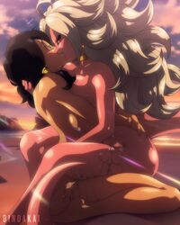 2023 2girls ahoge android_21 android_21_(evil) beach big_breasts black_hair black_sclera breast_press breasts completely_nude digital_media_(artwork) dindakai dragon_ball dragon_ball_fighterz dragon_ball_super dragon_ball_z female female/female female_only french_kiss fully_nude kissing large_breasts lesbians lovers lust majin_android_21 outdoor_nudity outdoor_sex outdoors passionate passionate_kiss pink_skin pressed_together red_eyes signature tail tribadism vaginal_juices videl white_hair yuri rating:Explicit score:237 user:R016